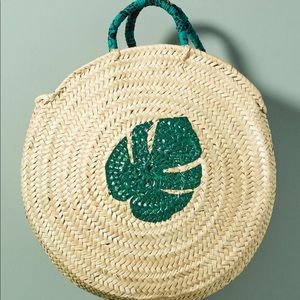 MAUD FOURIER PARIS Anthropology straw bag palm monstera leaf straw bag